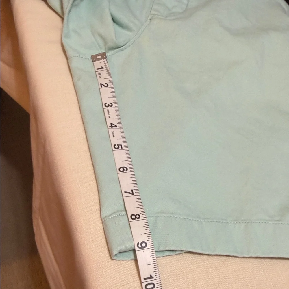J. Crew Men's Pastel Green Flat-Front Cotton Chino 9” Shorts, Size 36.